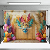 Lofaris Mardi Gras Gold Plam Feather Photography Backdrop